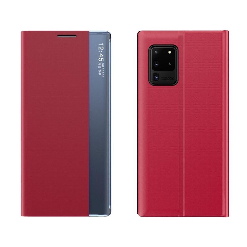 Window PU kožené peněženkové pouzdro s průhledným okénkem na mobil Samsung Galaxy A72 5G/4G - červené