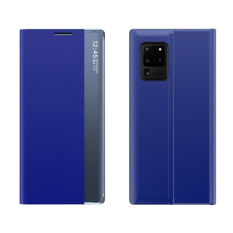 Window PU kožené peněženkové pouzdro s průhledným okénkem na mobil Samsung Galaxy A72 5G/4G - modré