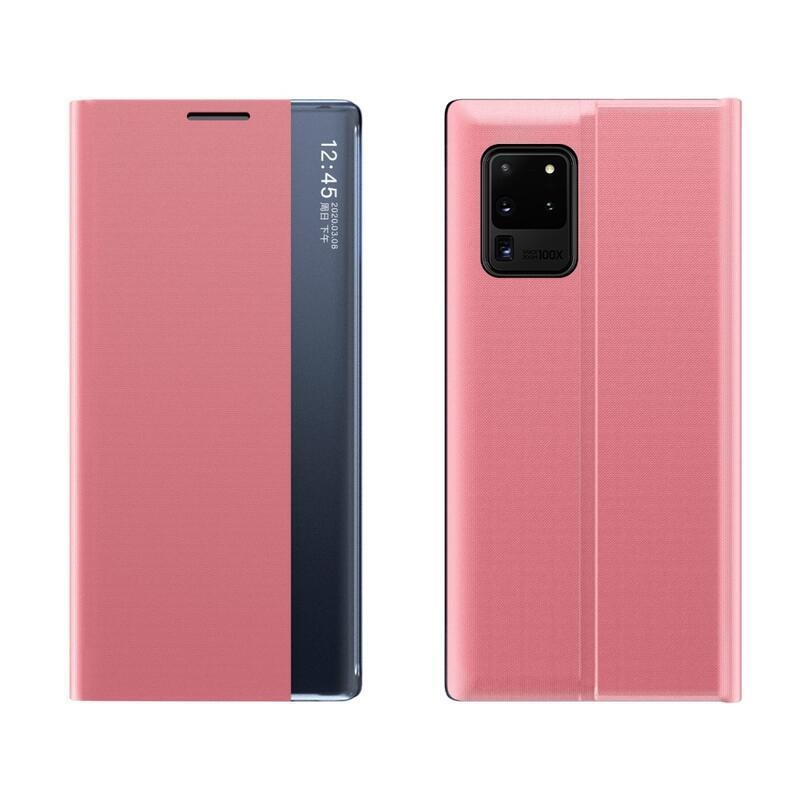 Window PU kožené peněženkové pouzdro s průhledným okénkem na mobil Samsung Galaxy A72 5G/4G - růžové