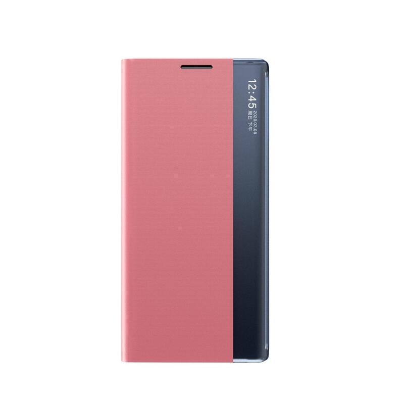 Window PU kožené peněženkové pouzdro s průhledným okénkem na mobil Samsung Galaxy A72 5G/4G - růžové