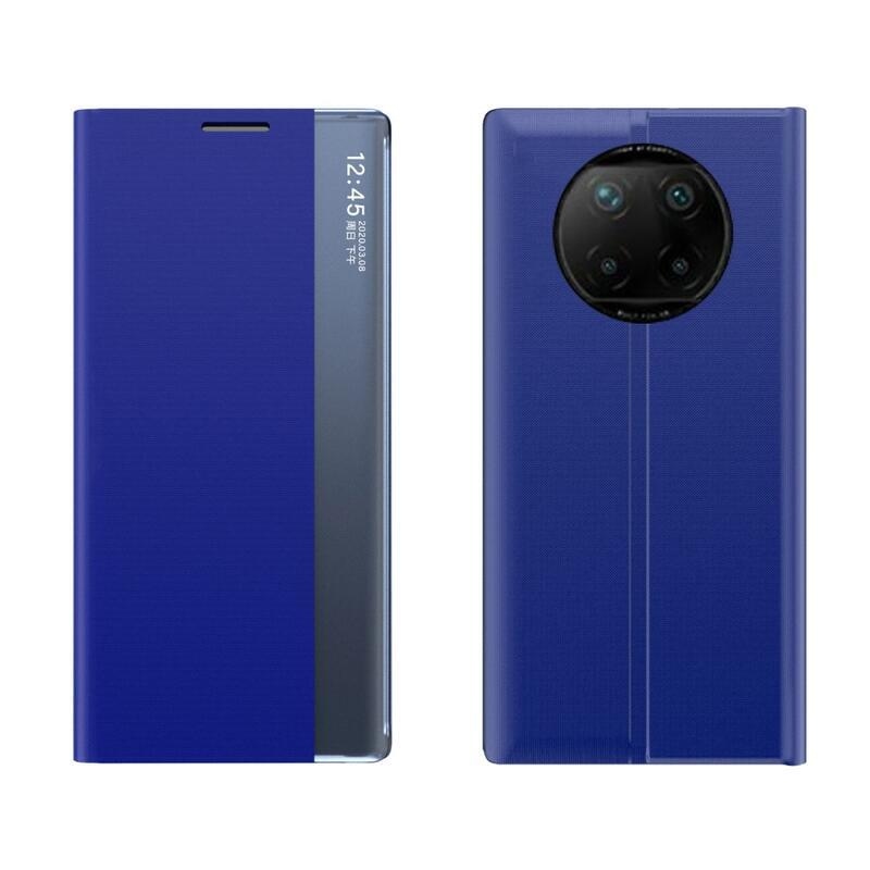 Window PU kožené peněženkové pouzdro s průhledným okénkem na mobil Xiaomi Redmi Note 9T 5G - modré