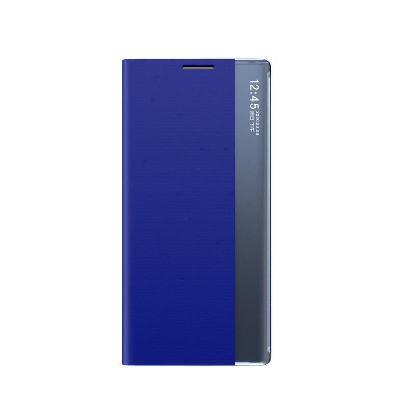 Window PU kožené peněženkové pouzdro s průhledným okénkem na mobil Xiaomi Redmi Note 9T 5G - modré