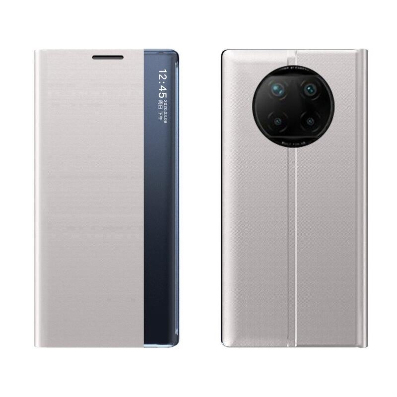 Window PU kožené peněženkové pouzdro s průhledným okénkem na mobil Xiaomi Redmi Note 9T 5G - šedé