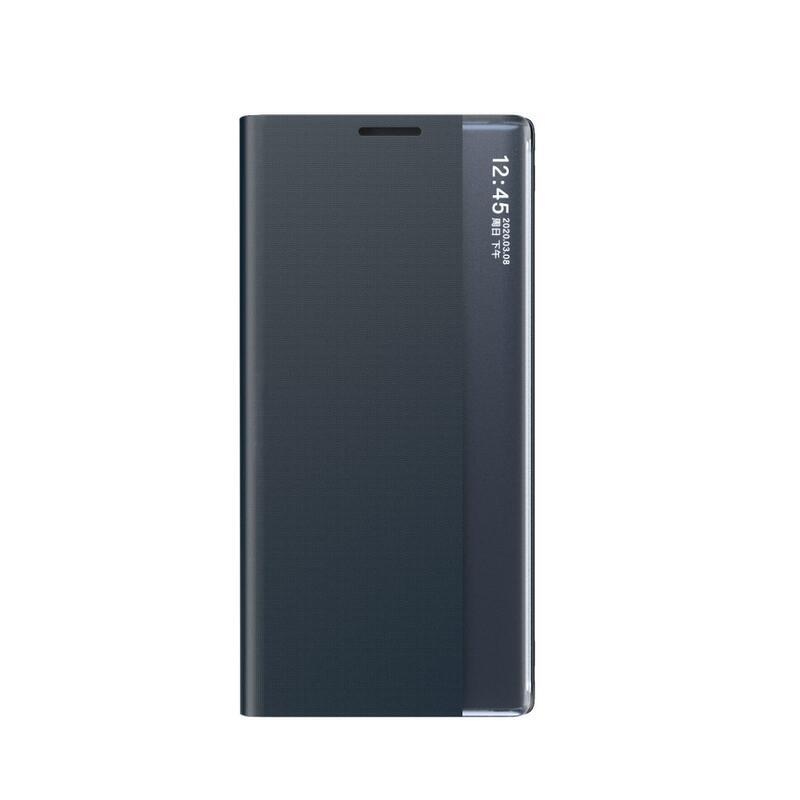 Window PU kožené peněženkové pouzdro s průhledným okénkem na mobil Xiaomi Redmi Note 9T 5G - tmavěmodré