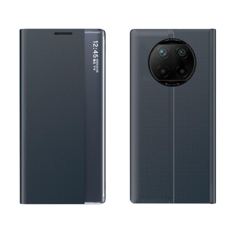 Window PU kožené peněženkové pouzdro s průhledným okénkem na mobil Xiaomi Redmi Note 9T 5G - tmavěmodré