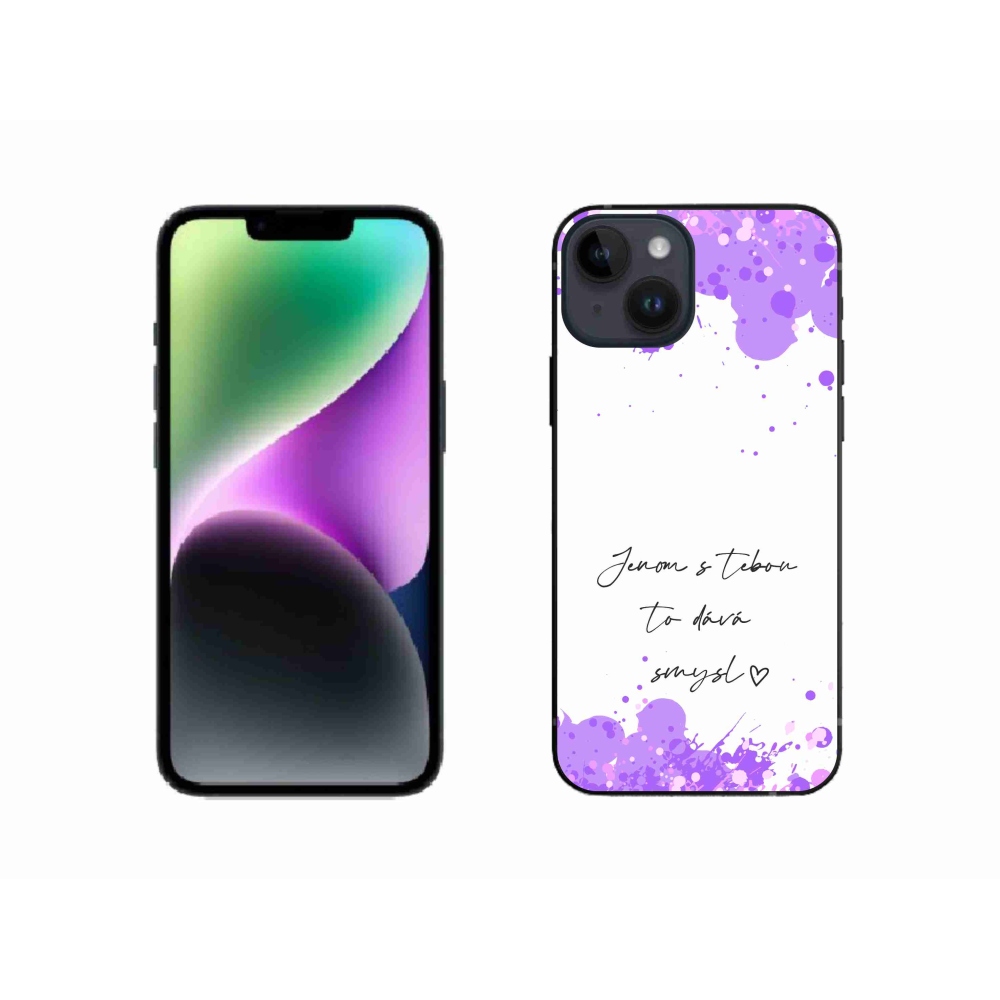 Gelový kryt mmCase na iPhone 14 - zamilovaný text bílé pozadí