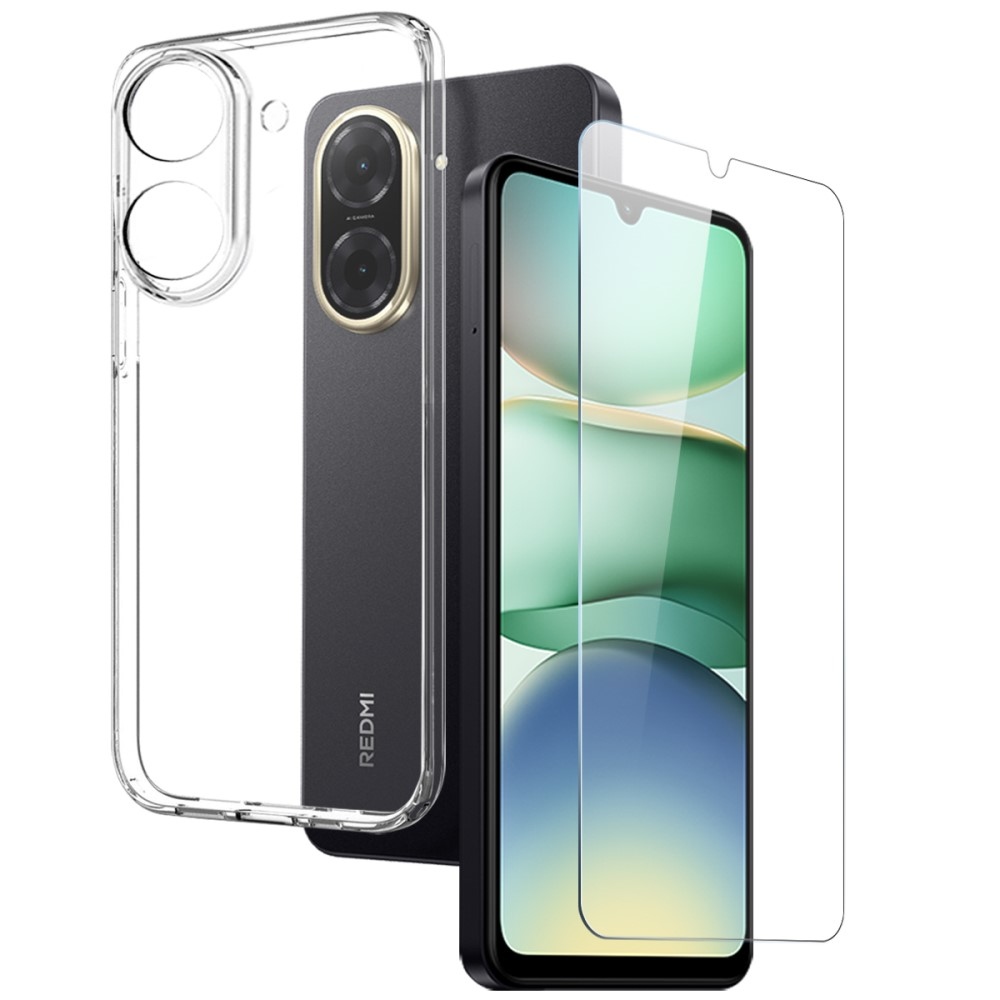 NORTHJO průhledný gelový obal + tvrzené sklo na Xiaomi Redmi A5 (171.7x77.8x8.3mm) - průhledný
