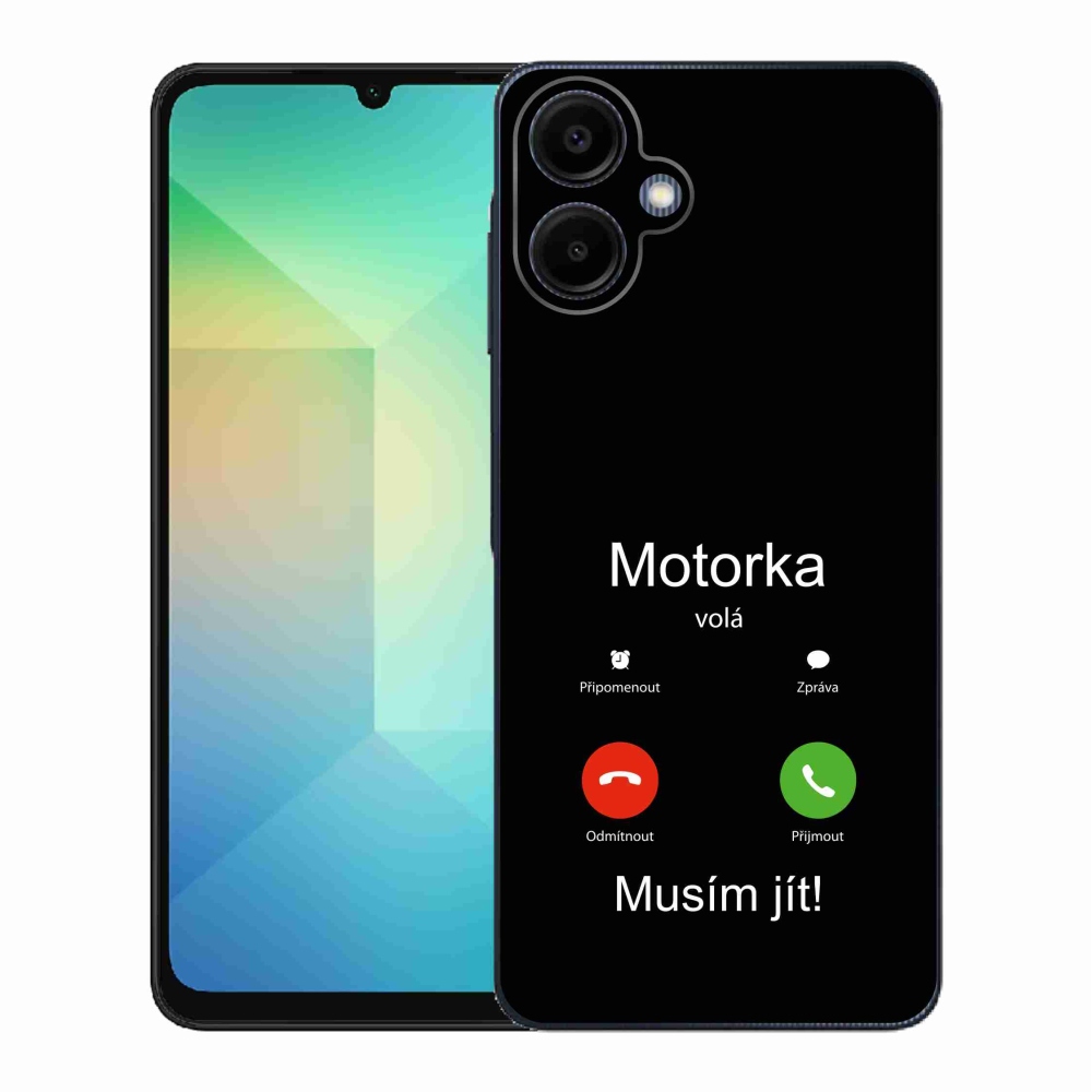 Gelový kryt mmCase na Samsung Galaxy A06 4G - motorka volá černé pozadí