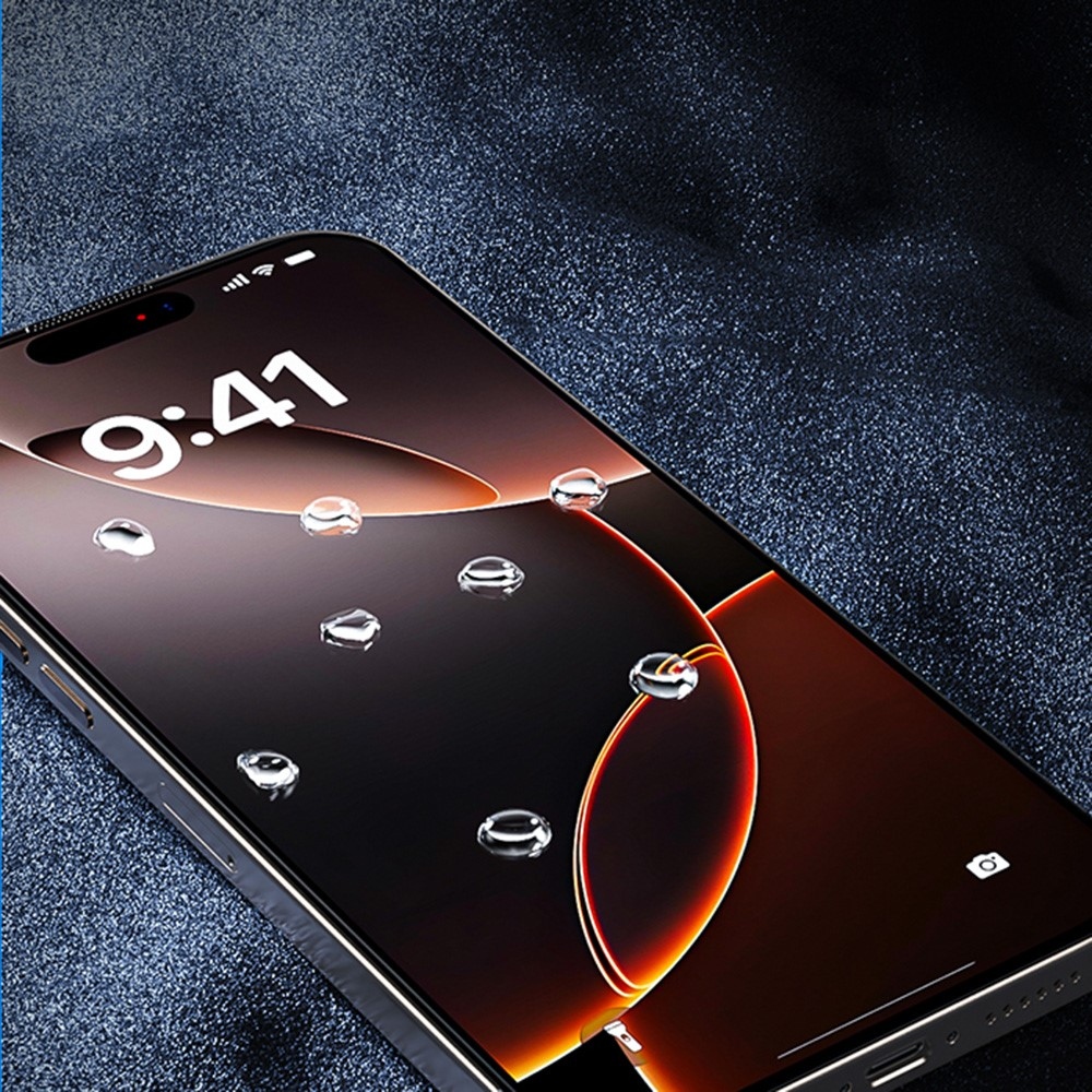 WKM celoplošné tvrzené sklo na mobil iPhone 18 Pro/17 Pro s aplikačním rámečkem