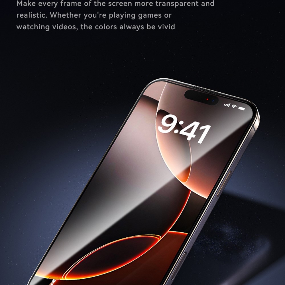 WKM celoplošné tvrzené sklo na mobil iPhone 18 Pro/17 Pro s aplikačním rámečkem