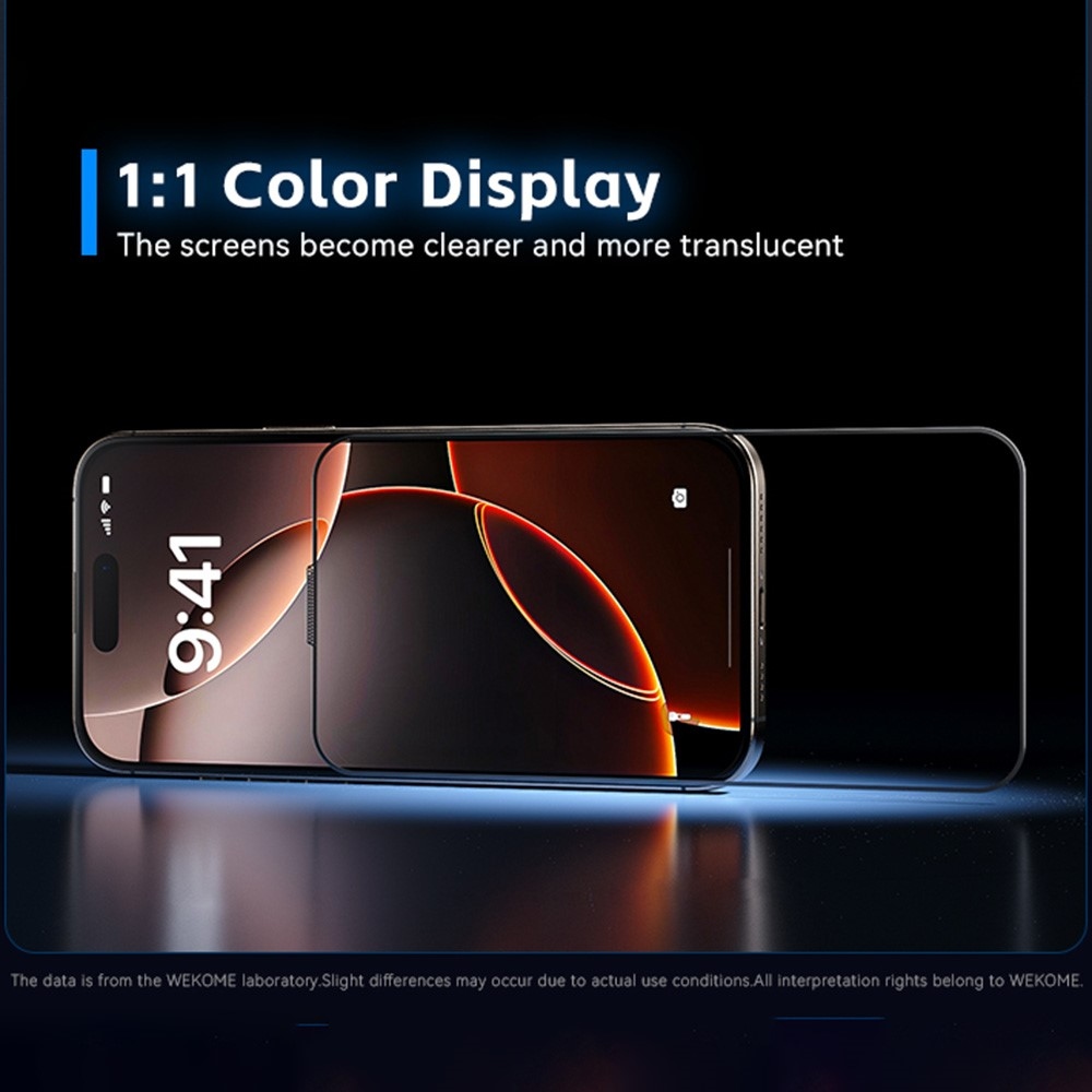 WKM celoplošné tvrzené sklo na mobil iPhone 18 Pro/17 Pro s aplikačním rámečkem