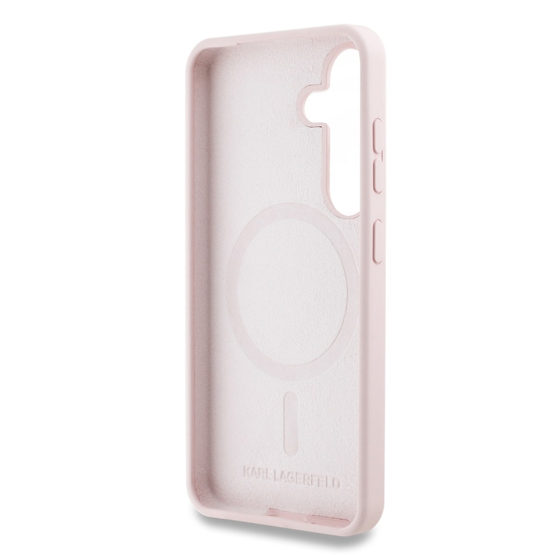 Karl Lagerfeld Liquid Silicone K&CH Heads MagSafe Zadní Kryt pro Samsung Galaxy S25+ Pink
