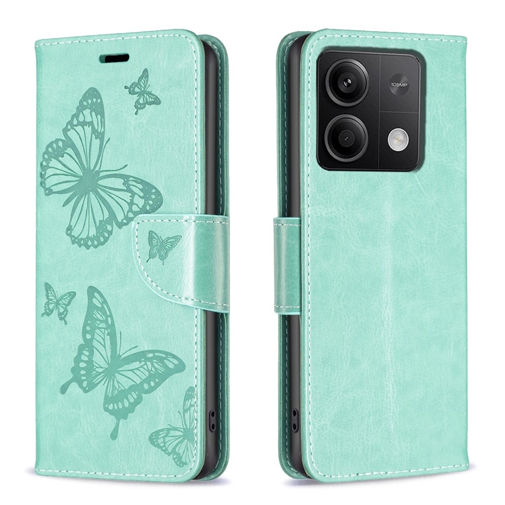 Butterfly knížkové pouzdro na Xiaomi Redmi Note 13 - modrozelené
