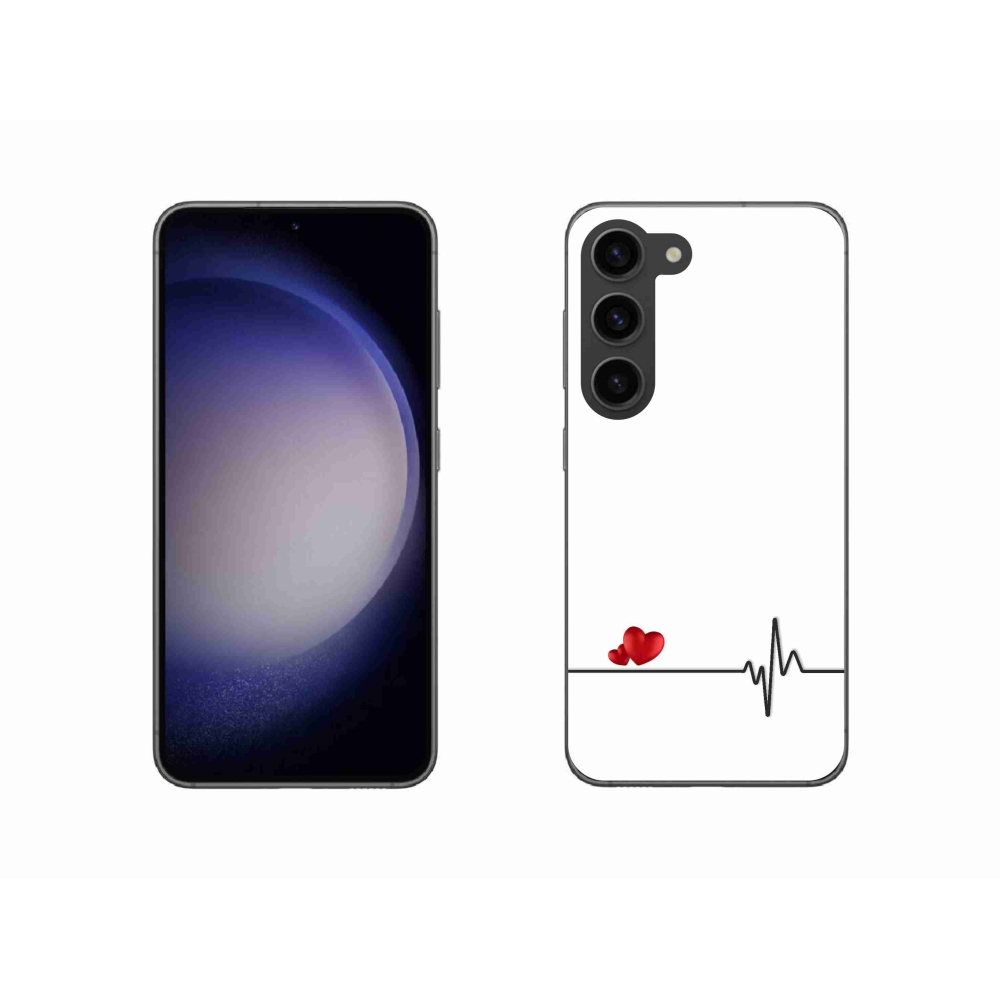 Gelový kryt mmCase na Samsung Galaxy S23 5G - srdce a tep bílé pozadí