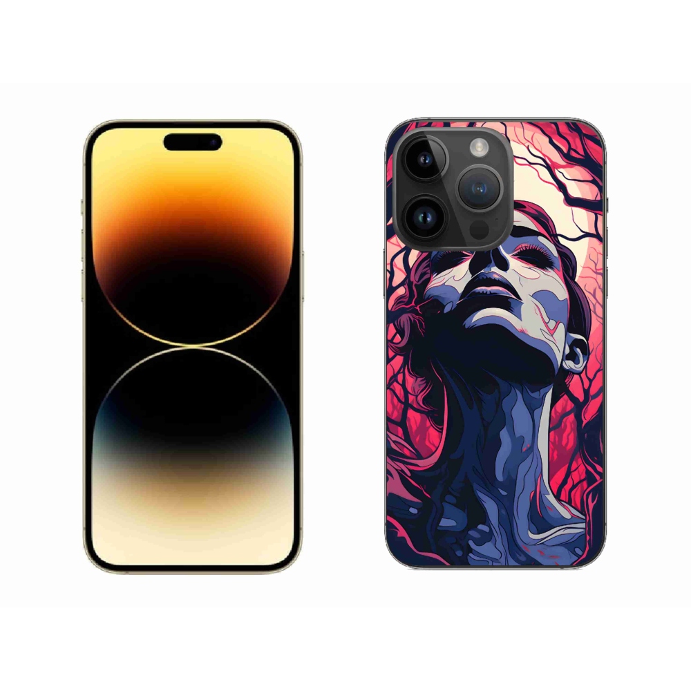 Gelový kryt mmCase na iPhone 14 Pro Max - abstraktní obličej