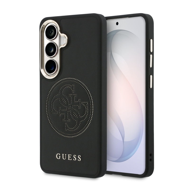 Guess PU Perforated 4G Logo Magnetic Zadní Kryt pro Samsung Galaxy S26 Black