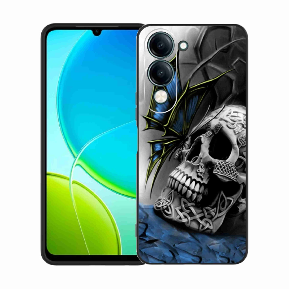 Gelový kryt mmCase na Vivo Y29s 5G - motýl a lebka