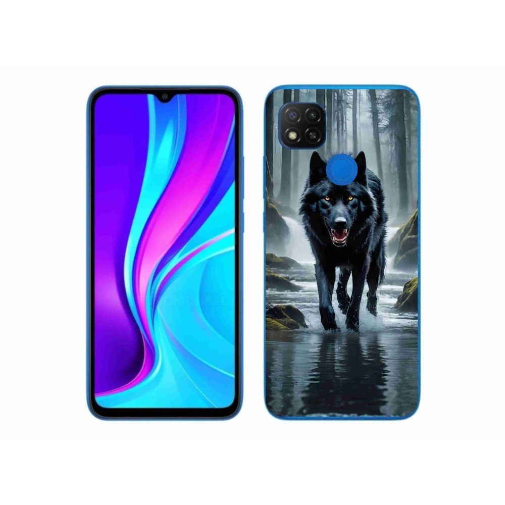 Gelový kryt mmCase na Xiaomi Redmi 9C - černý vlk