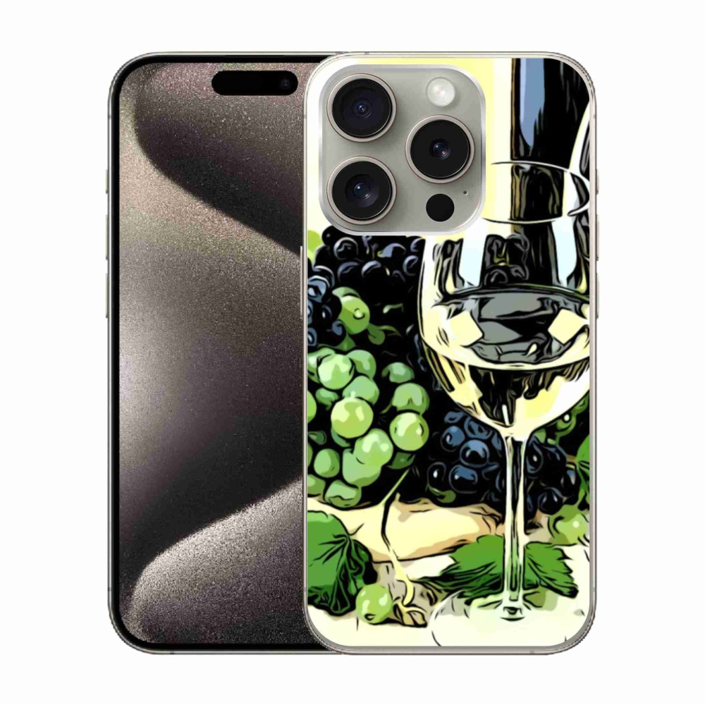 Gelový kryt mmCase na iPhone 15 Pro - sklenka vína