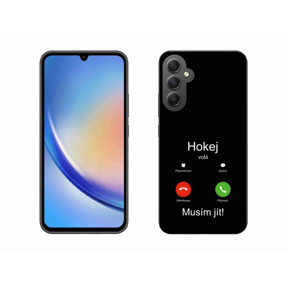 Gelový kryt mmCase na Samsung Galaxy A34 5G - hokej volá černé pozadí