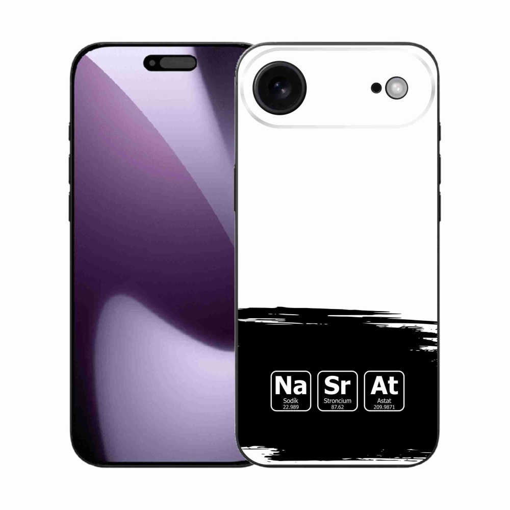 Gelový kryt mmCase na iPhone 17 Air - chemické prvky černobílé pozadí
