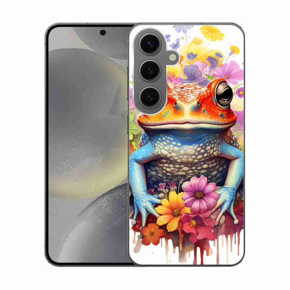 Gelový kryt mmCase na Samsung Galaxy S24 - žába s květinami