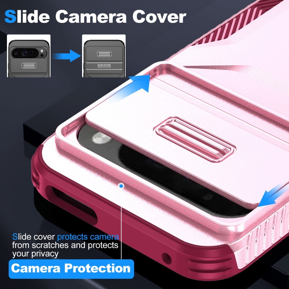 Lid odolný kryt na Google Pixel 9 Pro XL - růžový/vínový