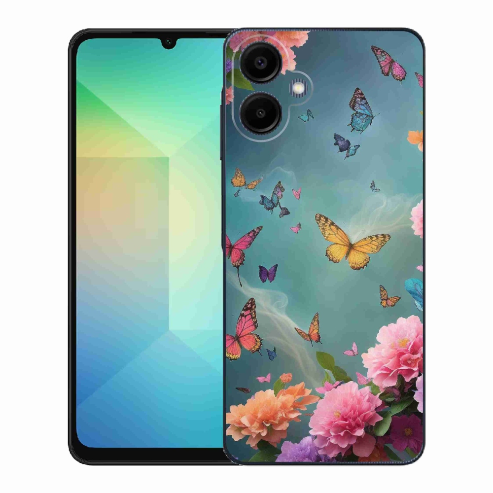Gelový kryt mmCase na Samsung Galaxy A06 4G - barevné květy a motýli