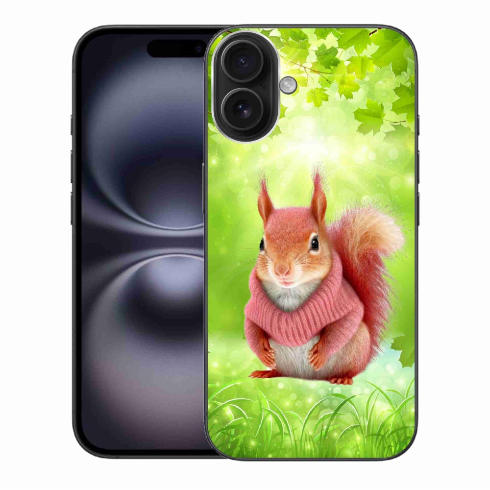 Gelový kryt mmCase na iPhone 16 Plus - veverka ve svetru