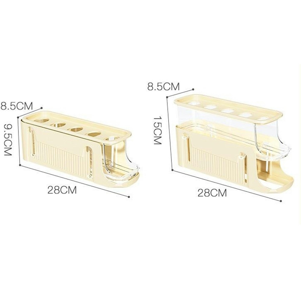 Třípatrový organizér na vejce do lednice s automatickým posuvem – béžový
