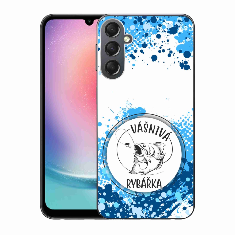 Gelový kryt mmCase na Samsung Galaxy A24 - vášnivá rybářka bílé pozadí