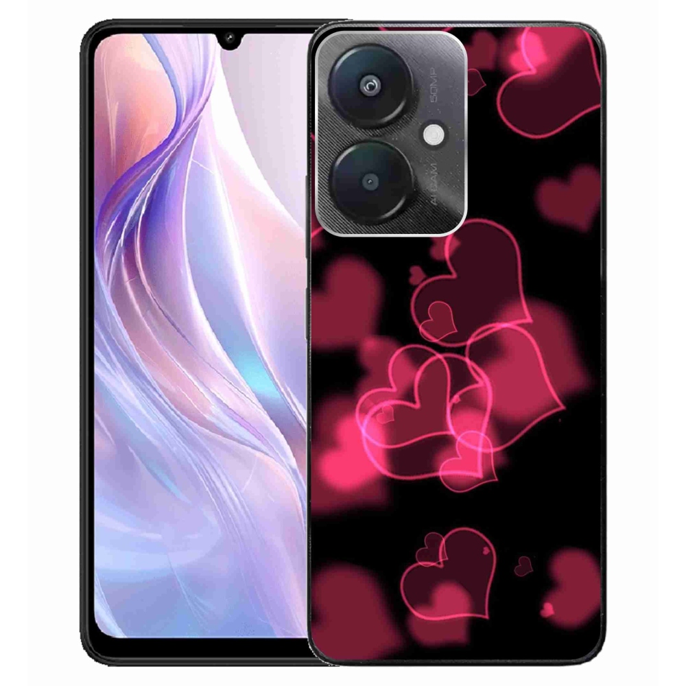 Gelový kryt mmCase na Xiaomi Redmi 13C 5G - červená srdíčka