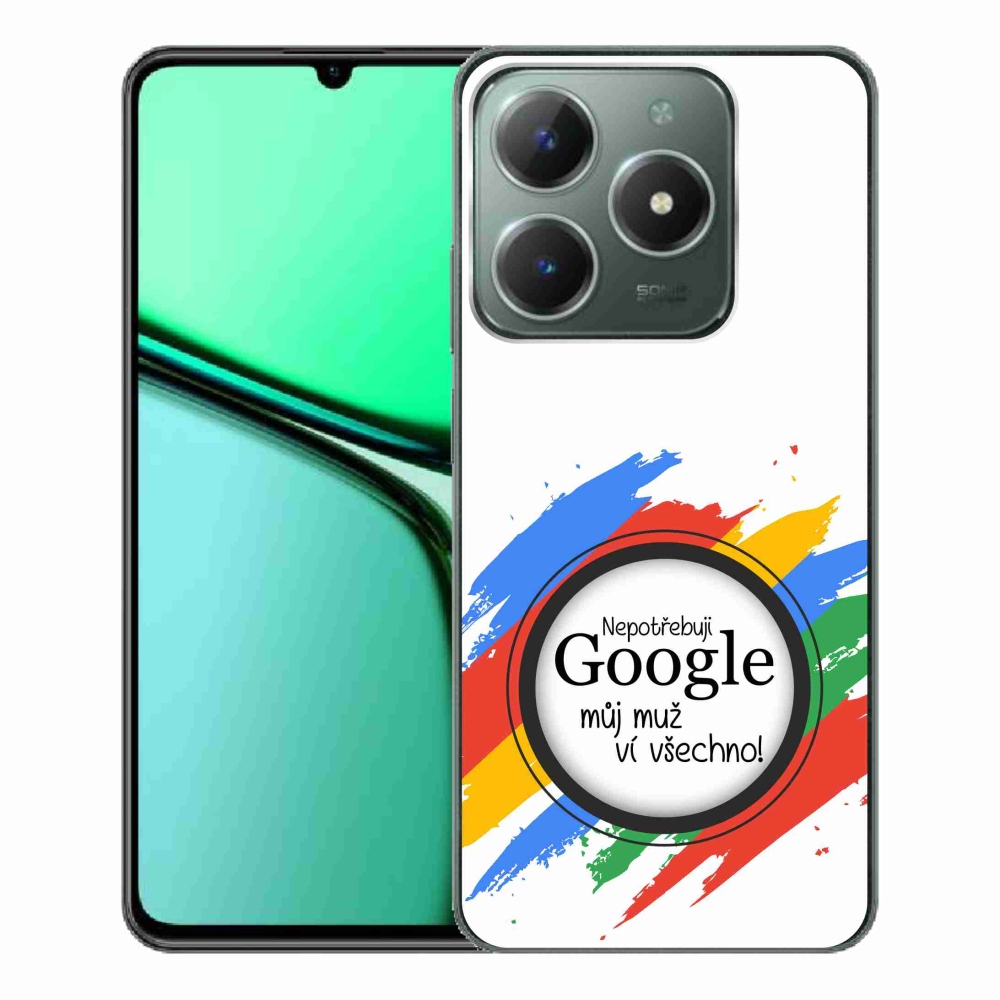 Gelový kryt mmCase na Realme C61 - muž ví všechno bílé pozadí