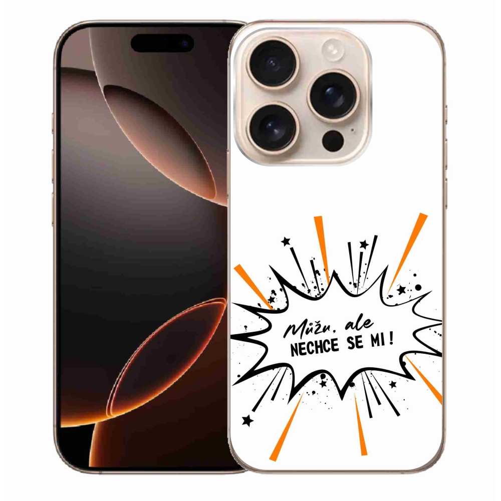 Gelový kryt mmCase na iPhone 16 Pro Max - vtipný text 11 bílé pozadí