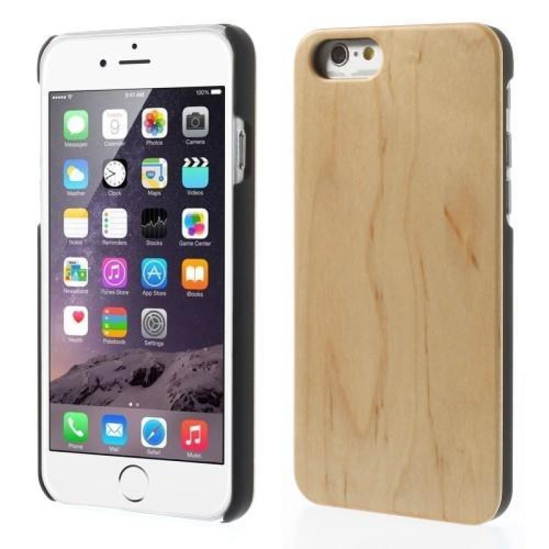 Wood plastový obal s Dřevěnými zády na iPhone 6s Plus a 6 Plus - béžový