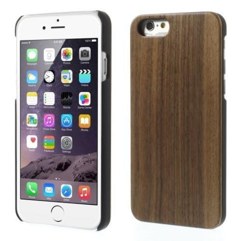 Wood plastový obal s Dřevěnými zády na iPhone 6s Plus a 6 Plus - coffee