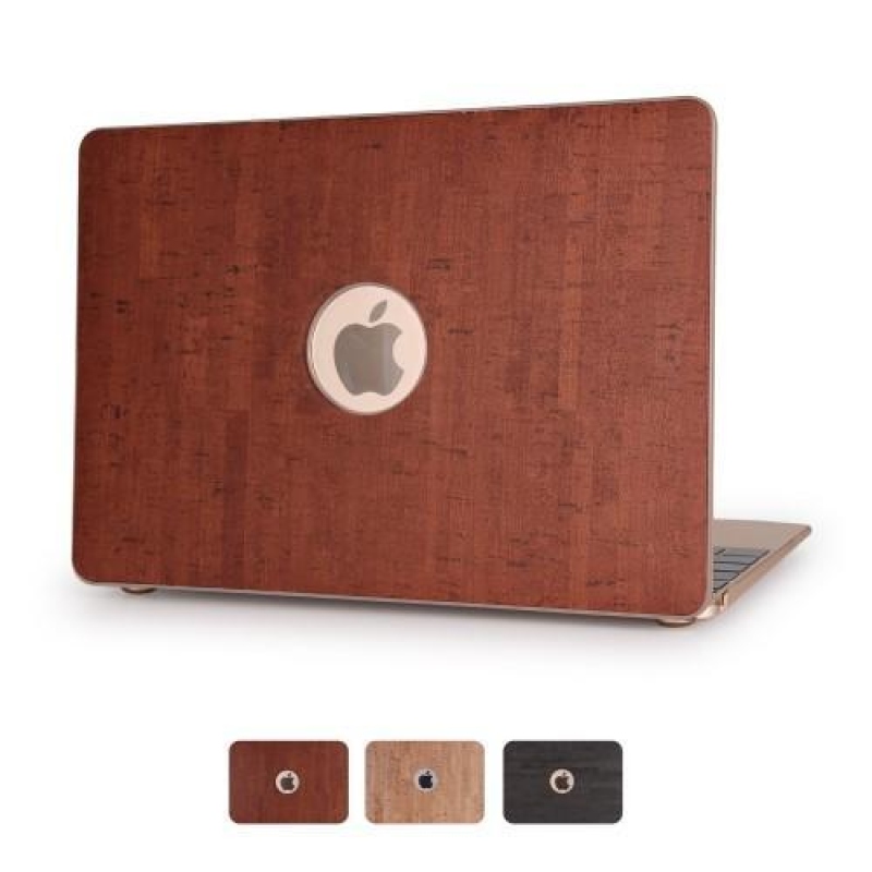 Woody plastový obal potažený PU kůží na MacBook Air 13.3 - hnědý