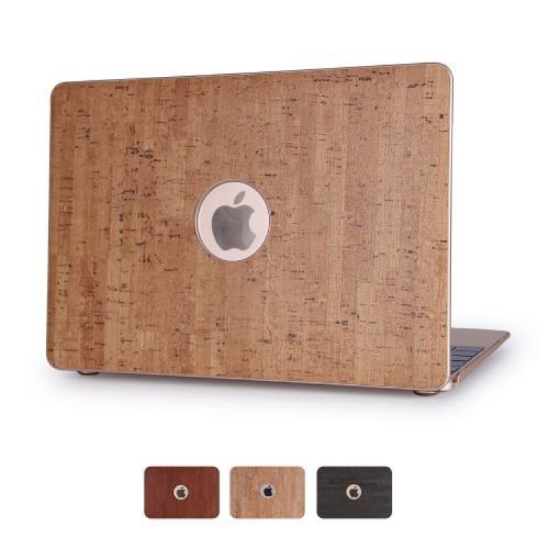 Woody plastový obal potažený PU kůží na MacBook Air 13.3 - khaki