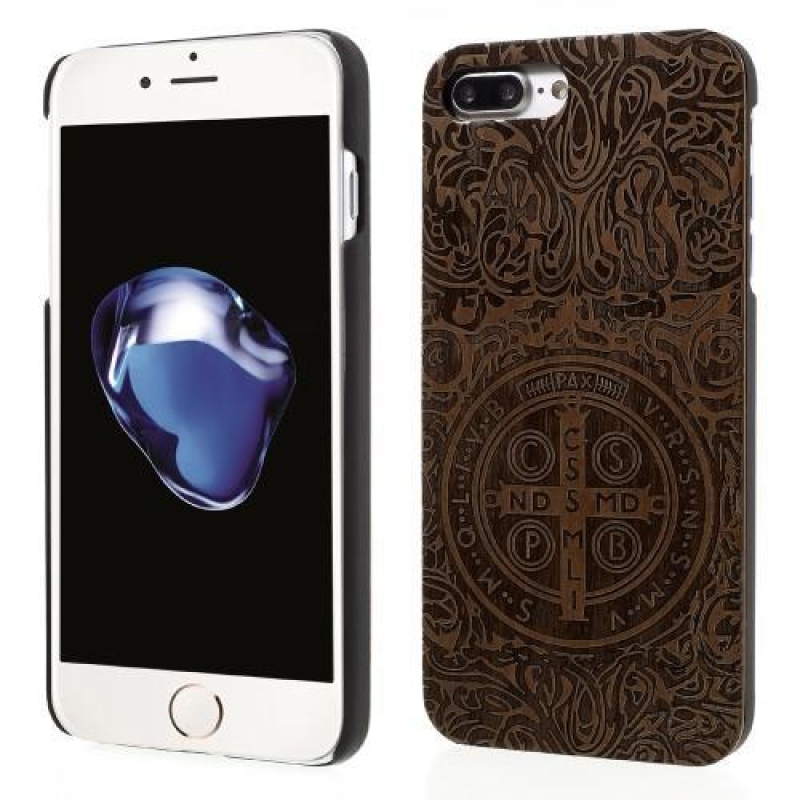 Woody plastový obal s Dřevěnými zády a vypáleným motivem na iPhone 7 Plus a iPhone 8 Plus - benedikt