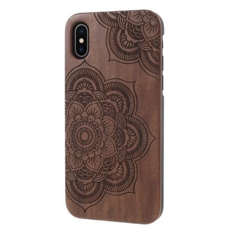 Woody plastový obal s dřevěnými zády a vypáleným motivem na iPhone X - henna