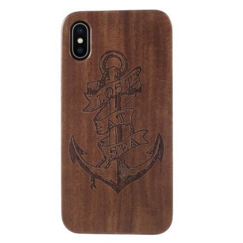 Woody plastový obal s dřevěnými zády a vypáleným motivem na iPhone X - kotva