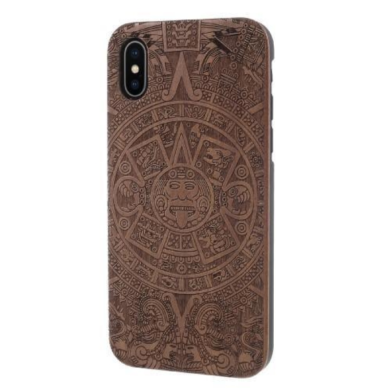 Woody plastový obal s dřevěnými zády a vypáleným motivem na iPhone X - mayové