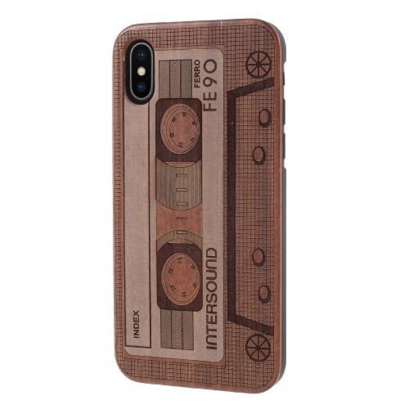 Woody plastový obal s dřevěnými zády a vypáleným motivem na iPhone X - radio