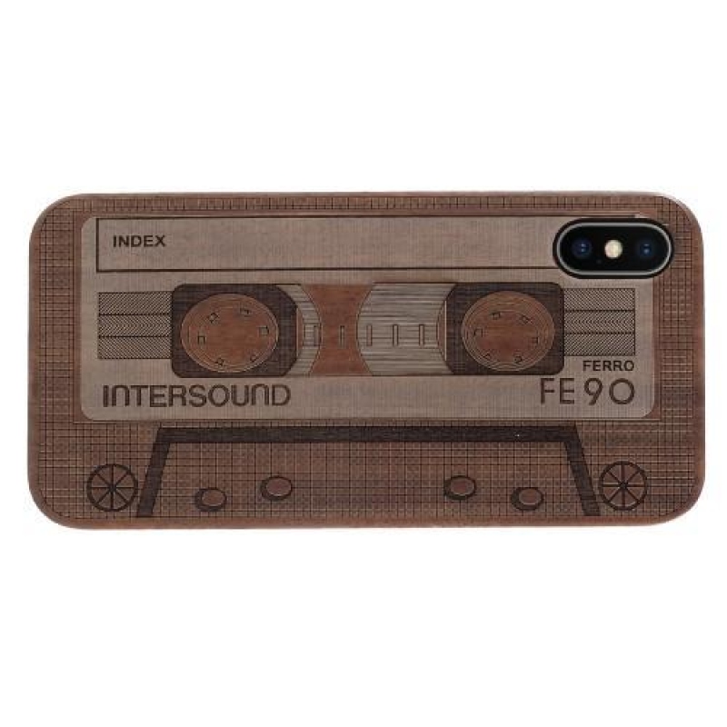 Woody plastový obal s dřevěnými zády a vypáleným motivem na iPhone X - radio