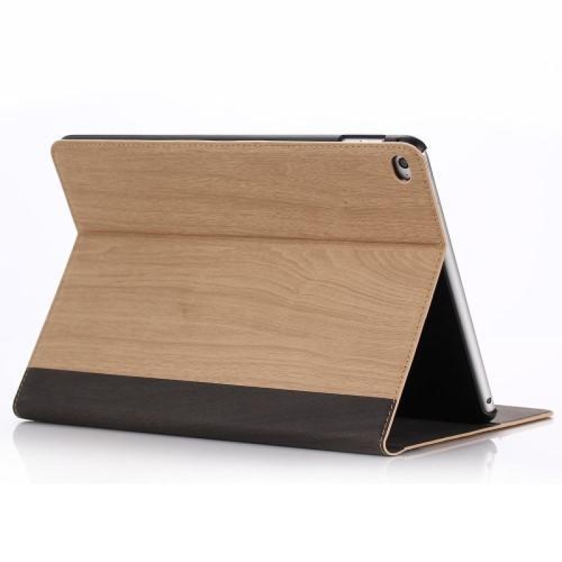 Woody PU kožené pouzdro na iPad Air 2 - světlehnědé
