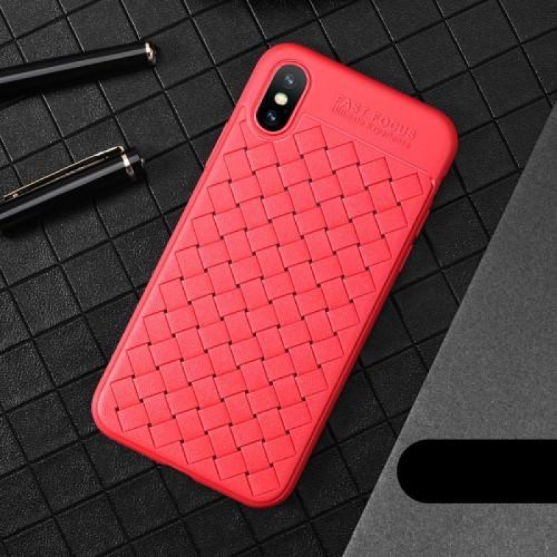 Woven gelový obal s texturou na iPhone X - červený