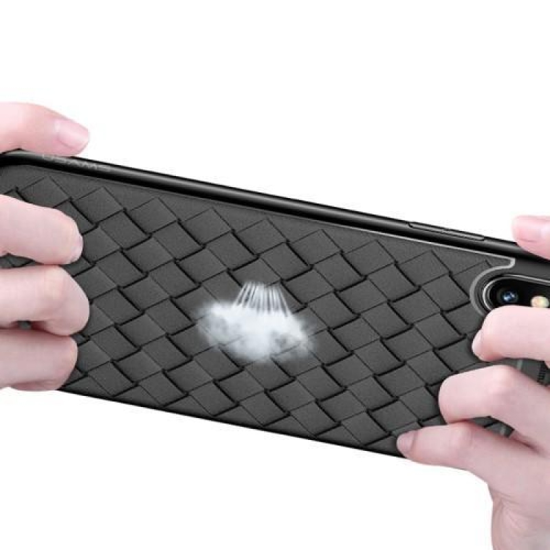 Woven gelový obal s texturou na iPhone X - modrý