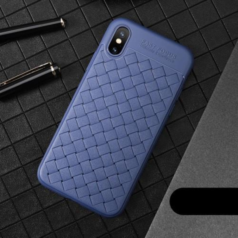 Woven gelový obal s texturou na iPhone X - modrý