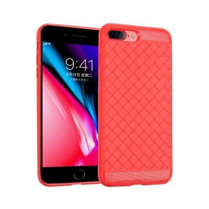 Woven texturovaný gelový obal na iPhone 8 Plus a iPhone 7 Plus - červený