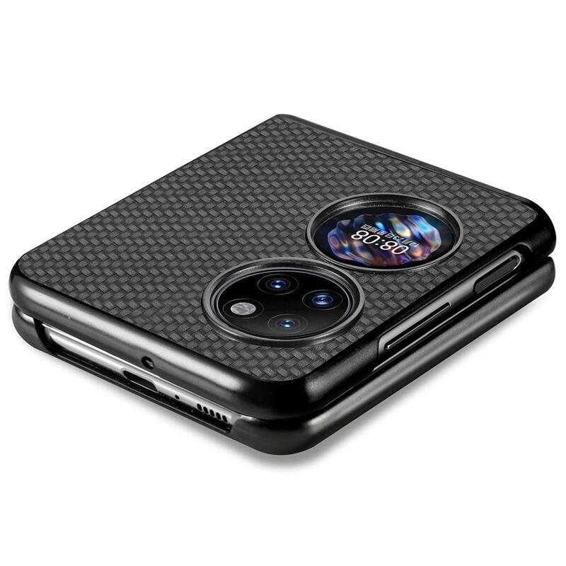 Woven texturovaný plastový kryt na mobil Huawei P50 Pocket - černý